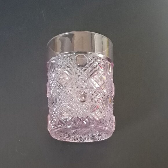 Vintage Purple Cut Glass Tumbler With Intricate Geometric Pattern - Picture 10 of 13